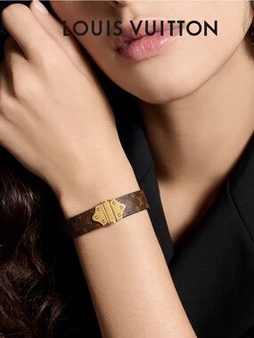 Louis Vuitton Brown Monogram Canvas Bracelet with Gold Hardware